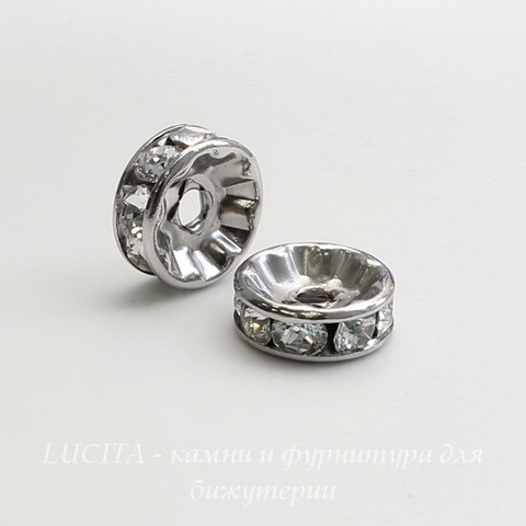 77509 Бусина - рондель Сваровски Crystal (цвет - античное серебро) 9х4 мм ()