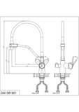Смеситель для кухни D&K Rhein.Marx (DA1391901) с подключением к фильтру гибкий излив хром