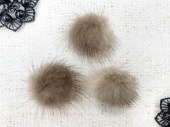 Меховой помпон норка, d 3,2 см, тёмно-бежевый