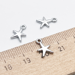 Подвеска Звезда, цвет серебро (родий), размер 11*8 мм, цена за 1 шт