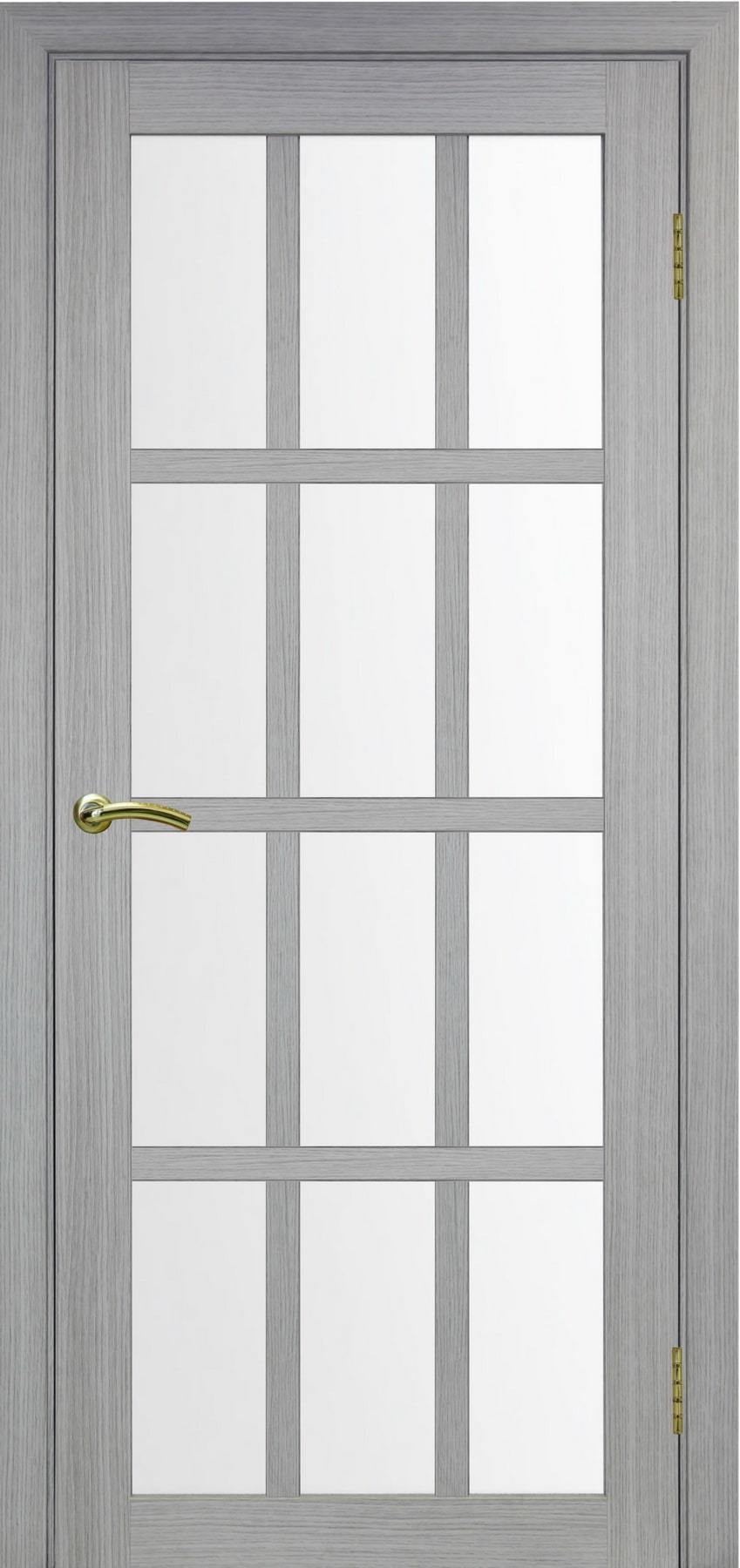 Дверь межкомнатная Оптима Порте Турин 542.2222, цвет серый дуб, экошпон, стекло мателюкс