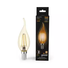 Лампа Gauss LED Filament Свеча на ветру 5W E14 400 lm  2700K  Golden 104801005