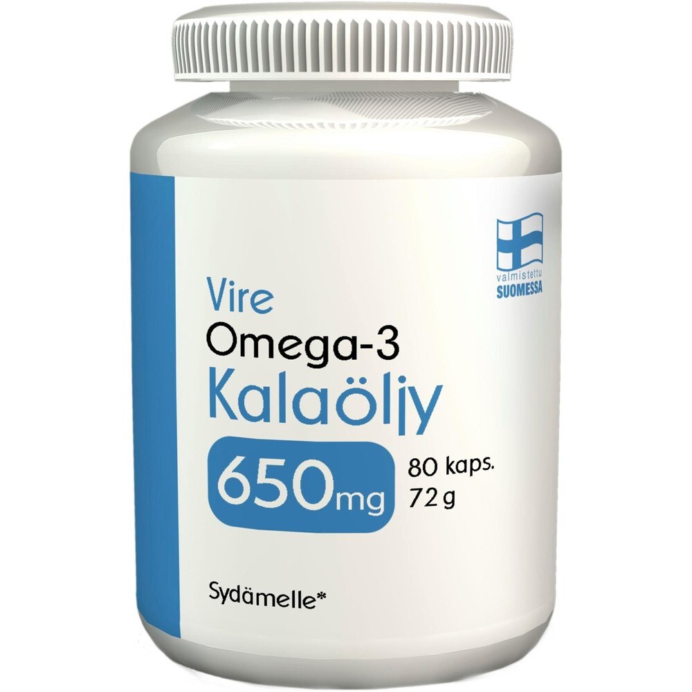 Рыбий жир Vire Kalaoljyvalmiste Omega-3 Kalaoljy 650 Mg 80 Kapselia ...