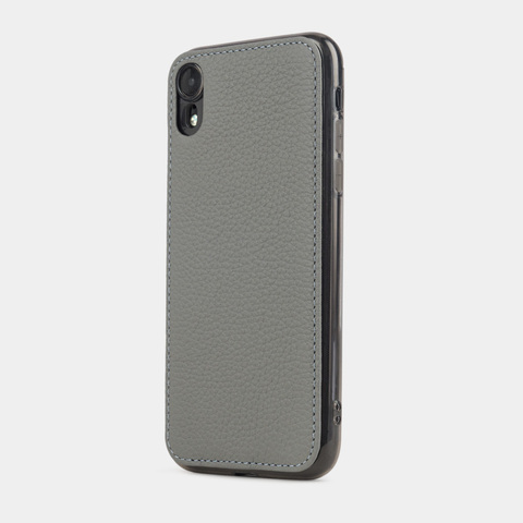 Чехол-накладка для iPhone XR из натуральной кожи теленка, стального цвета