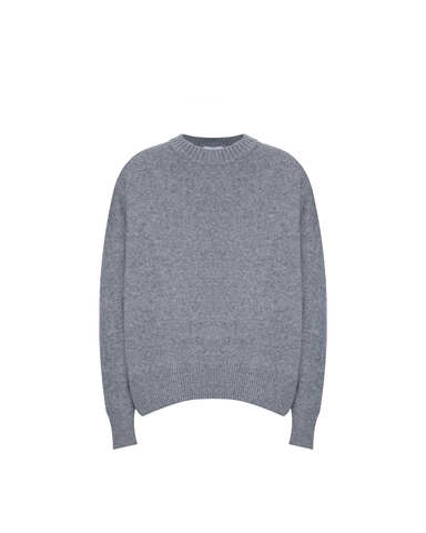 Джемпер из смесового кашемира с круглым вырезом светло-серый