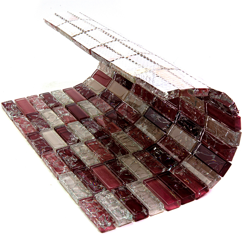 SML-109 Мозаичная плитка из стекла Natural Spectrum красный розовый прямоугольник глянцевый