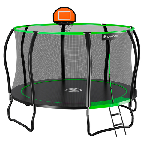 Батут каркасный с защитной сеткой  366 см для взрослых и детей Jump Power 12 ft Pro Stable Point Green