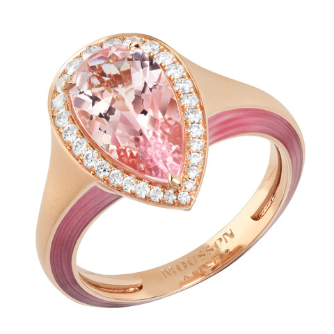 Кольцо с Морганитом и Бриллиантами, Эмаль, R0143-20/1