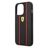 Кожаный чехол Ferrari NM для iPhone 13 (Чёрный с красным)