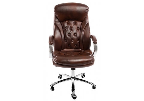 Офисное кресло для персонала и руководителя Компьютерное Rich коричневое 67*67*117 Хромированный металл /Коричневый