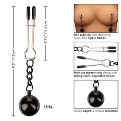 Утяжеленные зажимы-прищепки для сосков Nipple Grips Weighted Tweezer Nipple Clamps - 