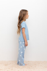 Пижама  для девочки  К 1633/небесно-голубой,кролики
