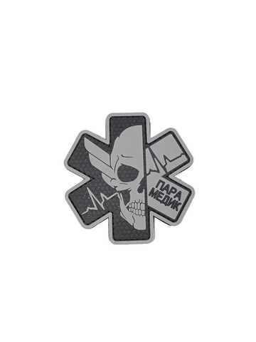Патч ПВХ Парамедик Звезда жизни серый на черном