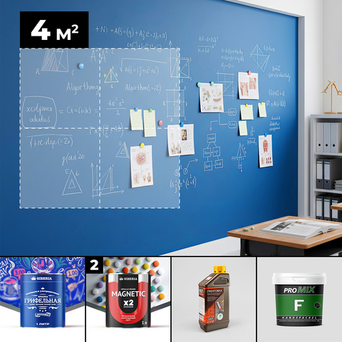 Набор «Магнитно-грифельная классика» — синий, 4 м²