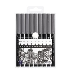 
          Набор линеров Alingar, черные 9 шт., 0,05-2.0 мм, черный цвет. корпус, ПВХ упаковка