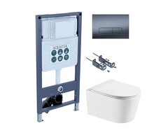 Aquatek SET Aquatek ОБЕРОН T PNS009 SET Aquatek ОБЕРОН T PNS009 (рама Aquatek INSP-0000001 с клавишей PNS-0000009 и крепежом KKI-0000016+унитаз ОБЕРОН AQ1365T-00, тонкое сиденье sc) фото