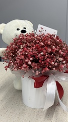 Цилиндр с окрашенной гипсофилой плюс мягкая игрушка