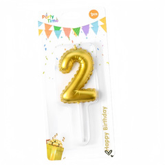 Свеча для торта «Воздушный шар» (золото) цифра 2