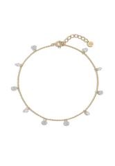 Браслет на ногу из золоченого серебра с открытыми фианитами