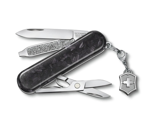 Нож-брелок Victorinox Classic CD Brilliant Carbon, 58 mm, Black (0.6221.90)