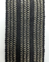 Тесьма эластичная , цвет: чёрный с золотистым узором , 55 мм