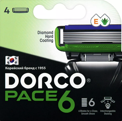 DORCO PACE6 4'S сменные кассеты с 6лезвиями NEW