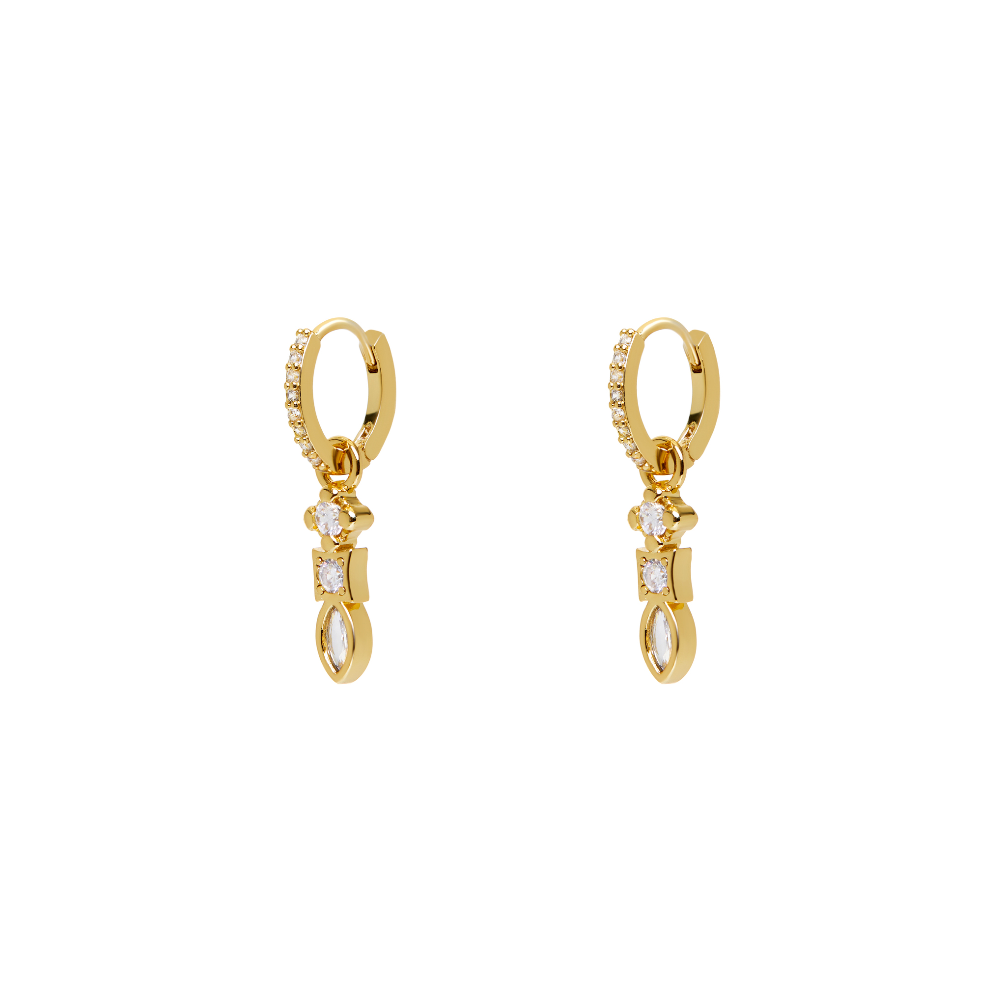 LUV AJ Серьги Bezel Charm Drop Huggies – Gold цена и фото