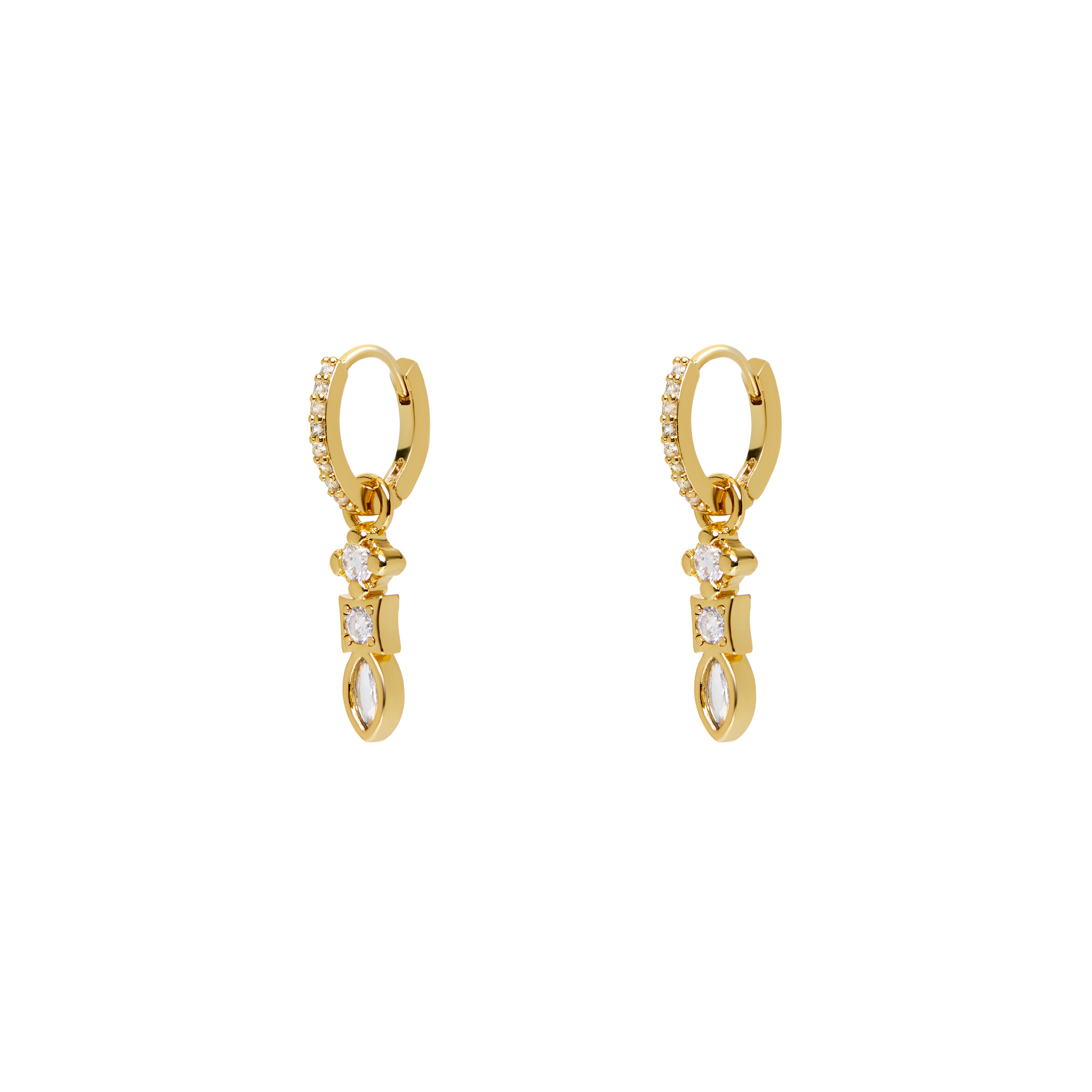 LUV AJ Серьги Bezel Charm Drop Huggies – Gold luv aj серьги pave mini boxer hoops – gold