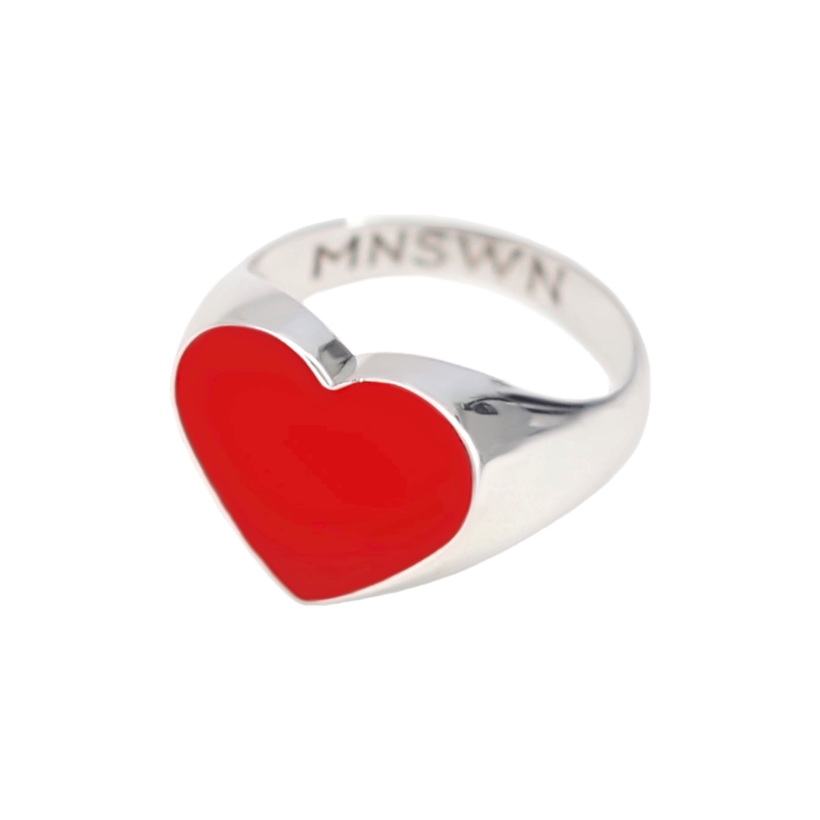 MOONSWOON Кольцо-печатка Silver Big Red Heart Ring