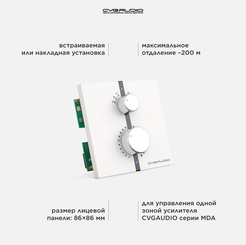 CVGAUDIO WP-4W Дистанционный зональный настенный регулятор громкости / селектором входов для усилителей серии MDA, цвет белый