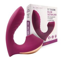 Сливовый L-образный вибромассажёр с вакуумной стимуляцией 3,5’’ Silicone Billow Suction Lover - 