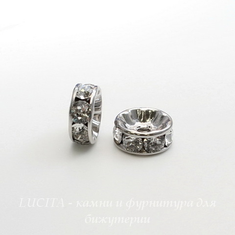 77508 Бусина - рондель Сваровски Crystal (цвет - античное серебро) 8х3 мм ()