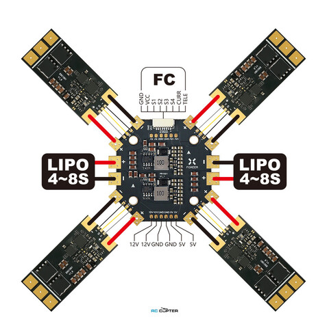 Плата распределения питания Foxeer PDB400 400A 8S Dual battery (4-8S + 4-8S) MR1805