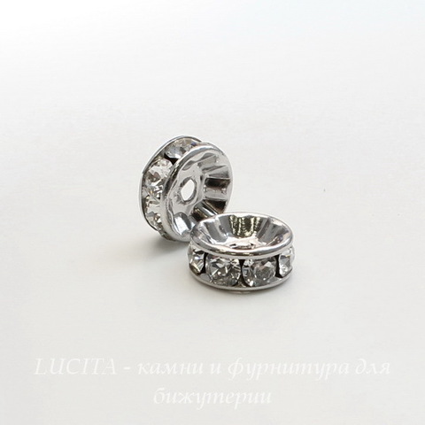 77508 Бусина - рондель Сваровски Crystal (цвет - античное серебро) 8х3 мм ()