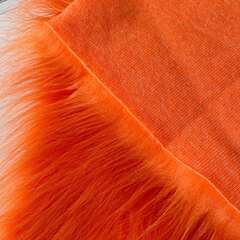 Мех длинноворсовый, ворс 8-9 см, цвет оранжевый, для игрушек и рукоделия, 50*50 см  - 1 шт.