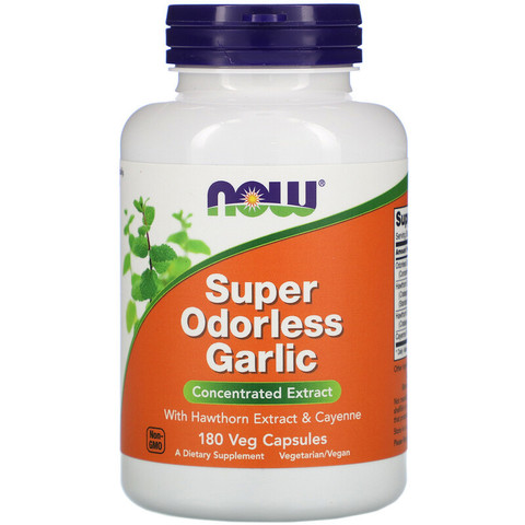 Now Foods, Super Odorless Garlic, 180 капсул