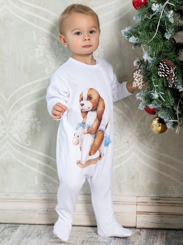 Комбинезон с авторским принтом "Собачка на качалке"