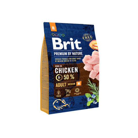 Сухой корм Brit Premium by Nature Adult M для взрослых собак средних пород (10-25 кг)