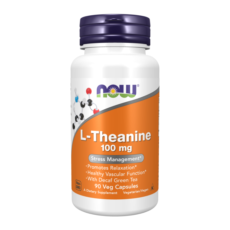 L-теанин 100 мг, L-Theanine 100 mg, Now Foods, 90 капсул