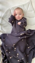 Плед вязаный Simple "Звездочки" (графит+бронза)