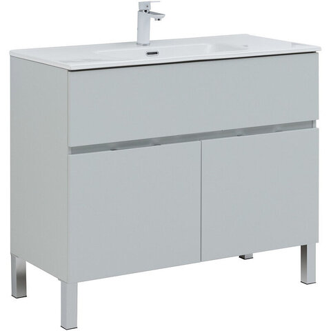 Aquanet 277556 Тумба Алвита new 100 напольная 1 ящ., 2 дв.цв.серый (277556)