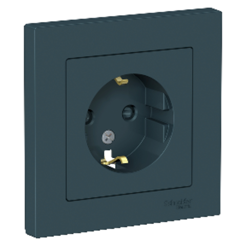 Розетка с заземлением со шторками, 16А, в сборе. Цвет Изумруд. Schneider Electric AtlasDesign. ATN000844
