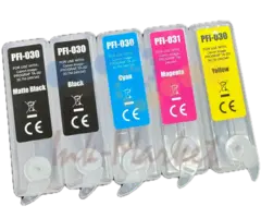 ПЗК для Canon TM-240, TM-340 (PFI-030/PFI-031), комплект 5 штук. Без чипов. Объём 55 мл