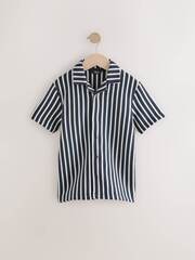 Рубашка с коротким рукавом для мальчика Next AG3-406, Темно-синий, Белый