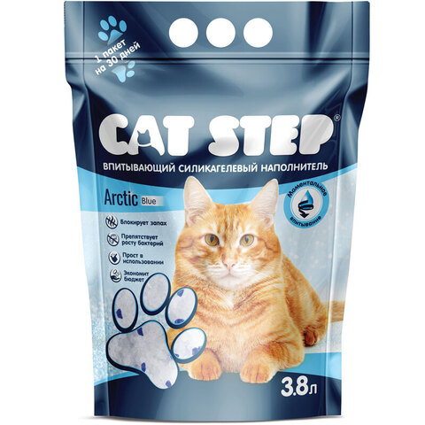 CAT STEP Arctic Blue наполнитель впитывающий силикагелевый 3,8 л