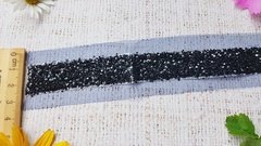 Тесьма с напылением на сетке, ш. 3,5 см, т.синий с серебром