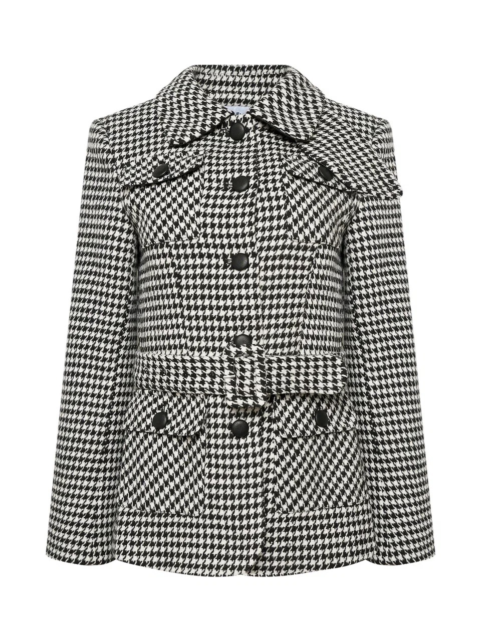 Жакет- пальто из шерсти, Черно-Белый