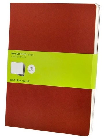 Набор 3 блокнота Moleskine Cahier Journal XL, цвет клюквенный, без разлиновки