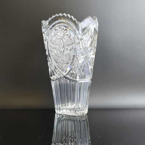 Хрустальная ваза для цветов "Колокольчики", алмазная грань, геометрический цветочный орнамент, винтаж СССР 1970-1990 гг