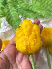 Тюльпаны силиконовые как настоящие, Волнистый край, качество ПРЕМИУМ, Желтые, высота 40 см, букет 5 штук.